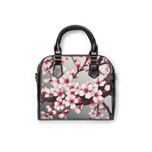 Shoulder Handbag - Elegant Cherry Blossoms Two Sided Design