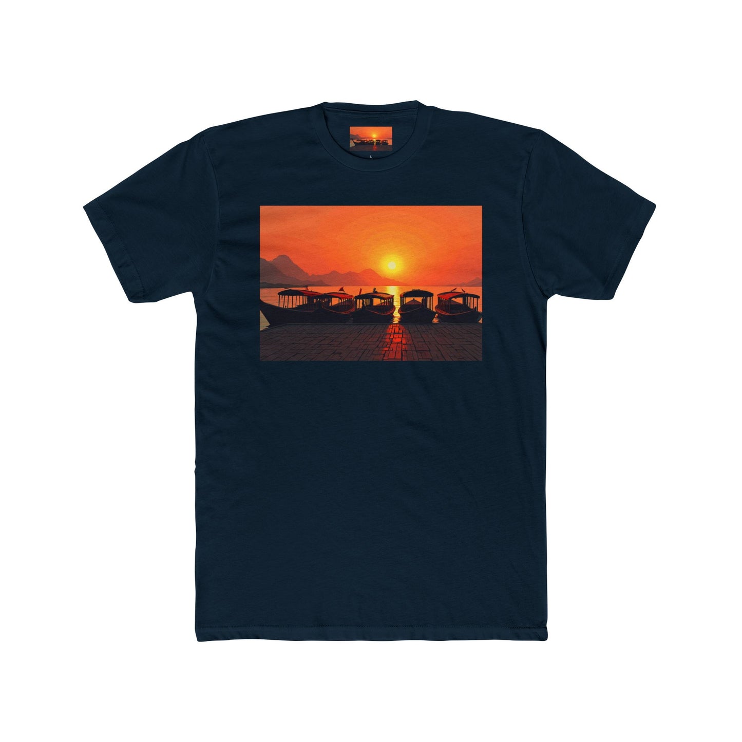 T-Shirt - Japanese Wooden Boats at Dock Sunset Scene