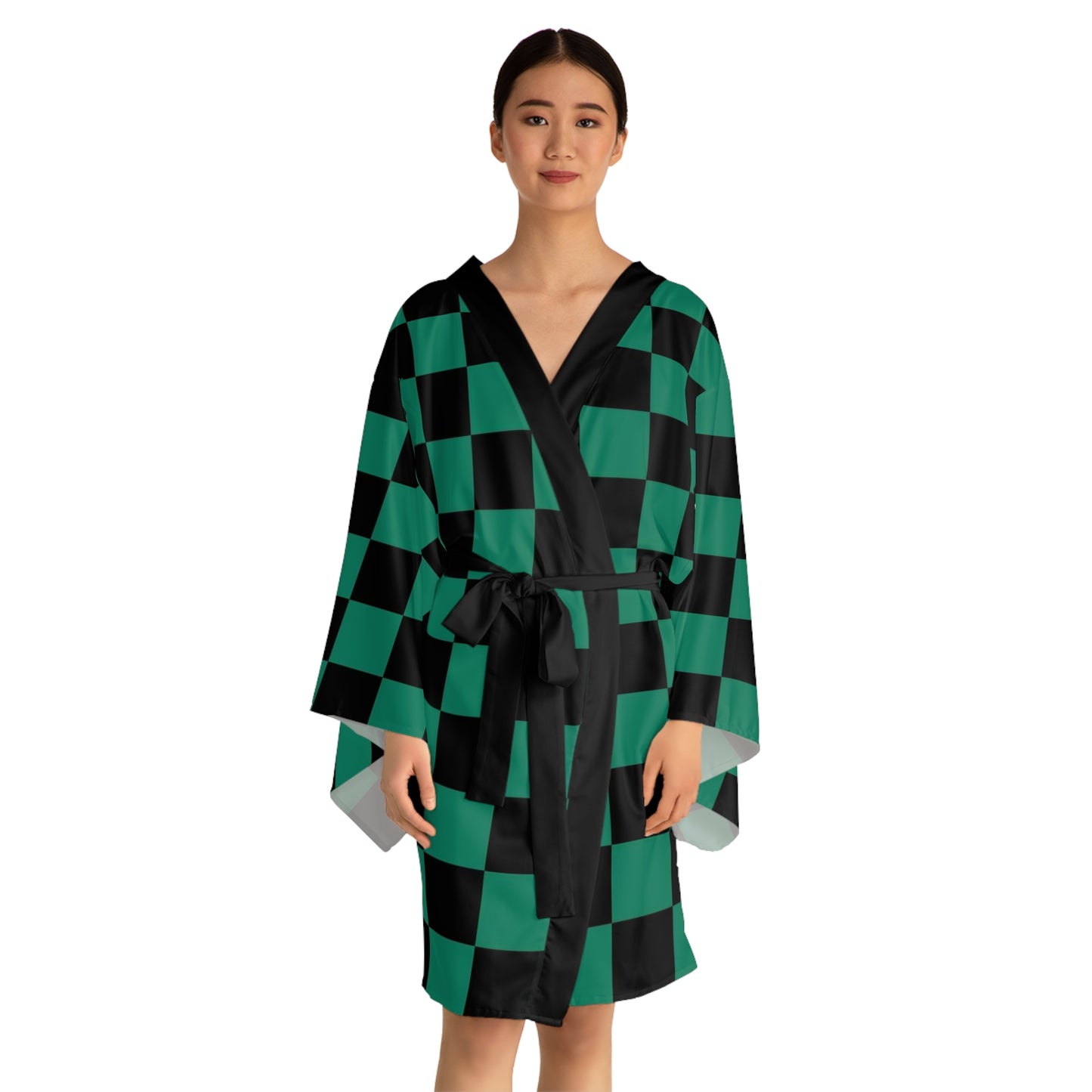 Ichimatsu Print Kimono Robe