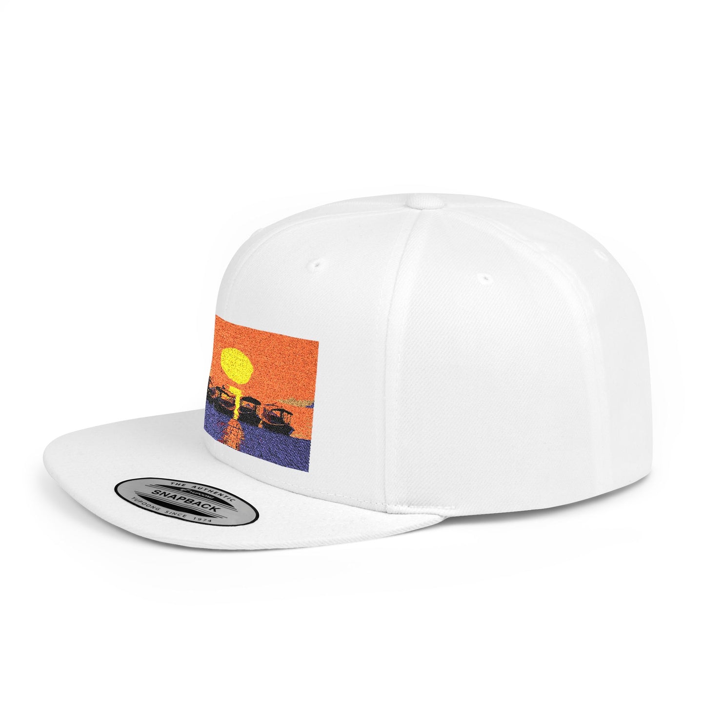 Sunset Landscape Flat Bill Snapback Hat - Stylish Trucker Cap for Outdoor Adventures