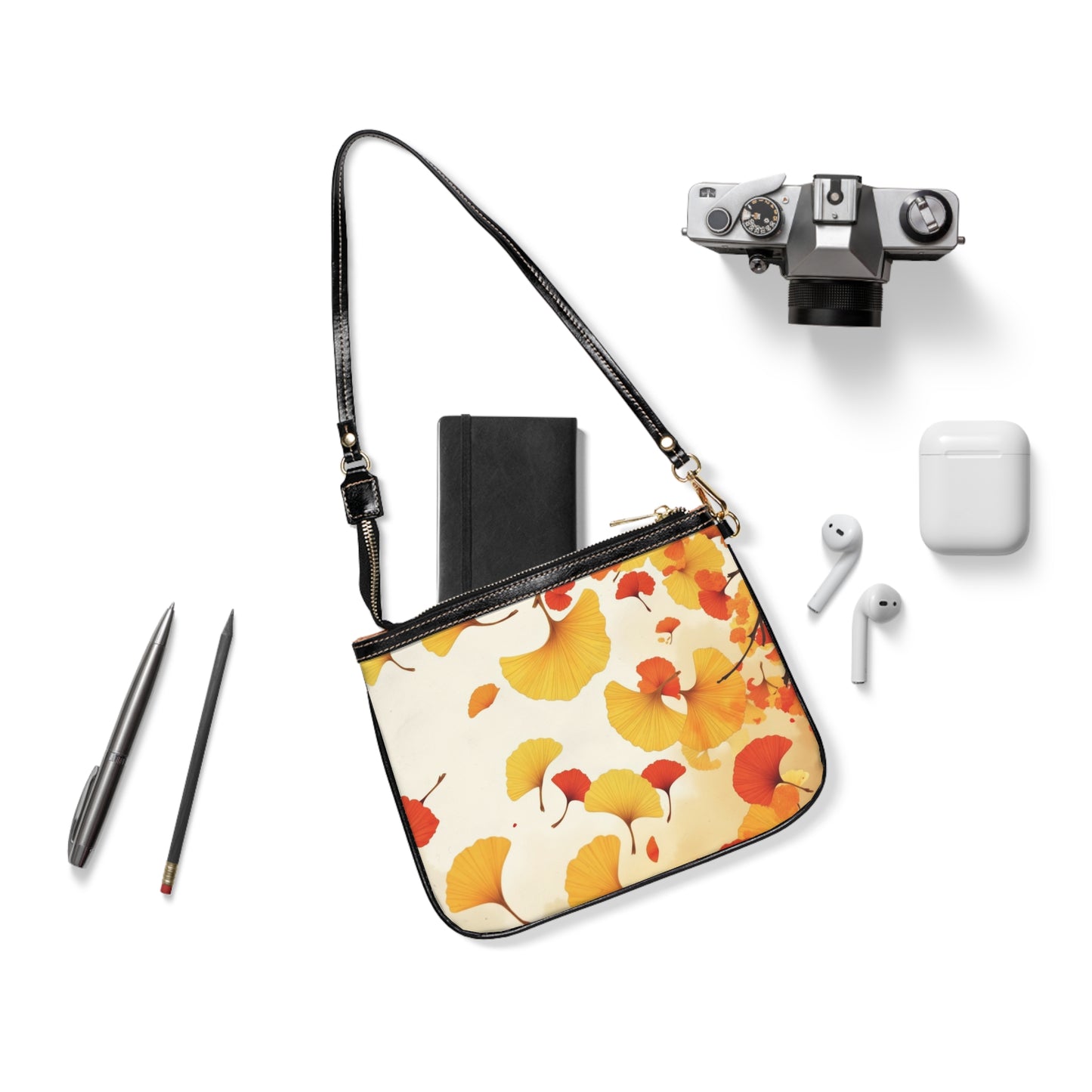 Shoulder Bag - Beautiful Gingko Leaf Pattern, Autumn Warmth