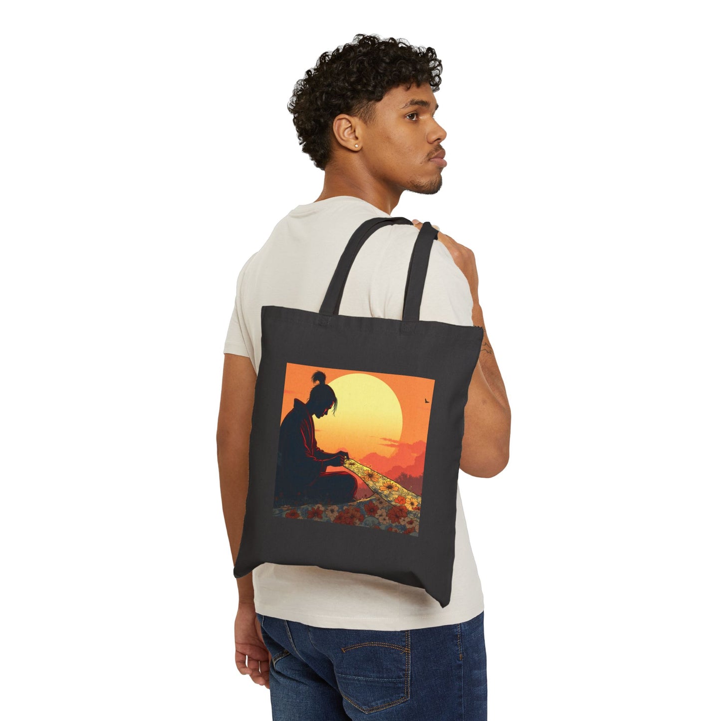 Tote Bag - Kimono Maker Embroidering Flowers on Silk