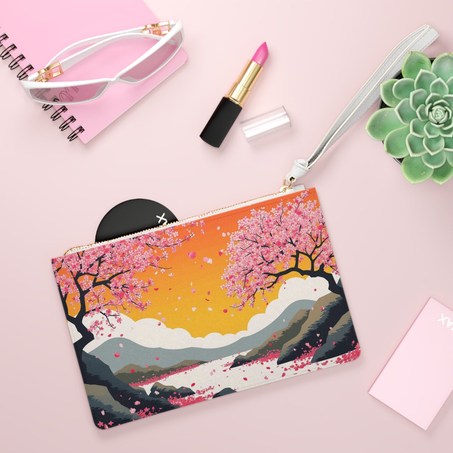 Cherry Blossom Clutch Bag | Elegant Floral Pouch for Weddings, Travel, Gifts & Everyday Use, Stylish Handbag, Accessory