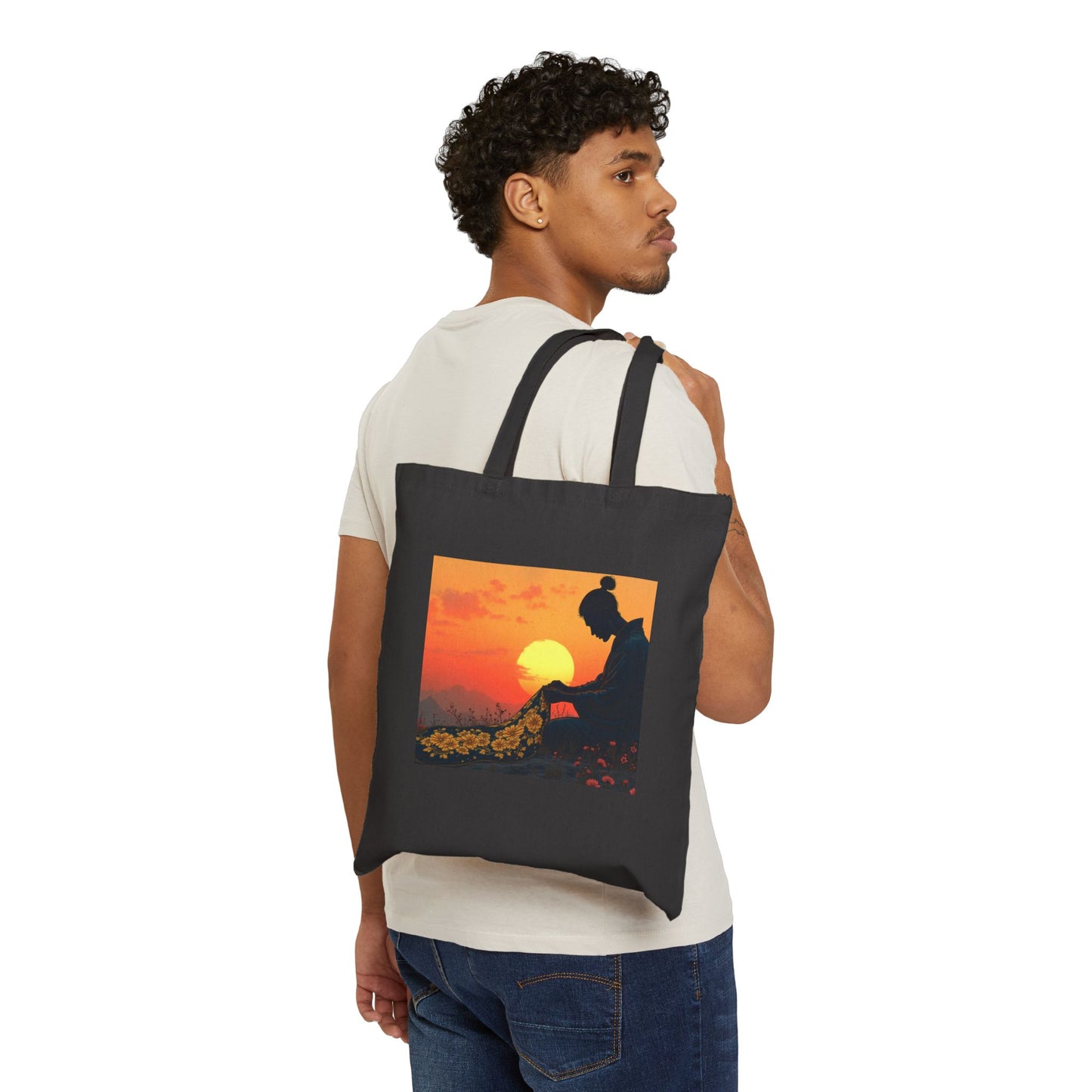 Tote Bag - Kimono Maker Embroidering Flowers on Silk