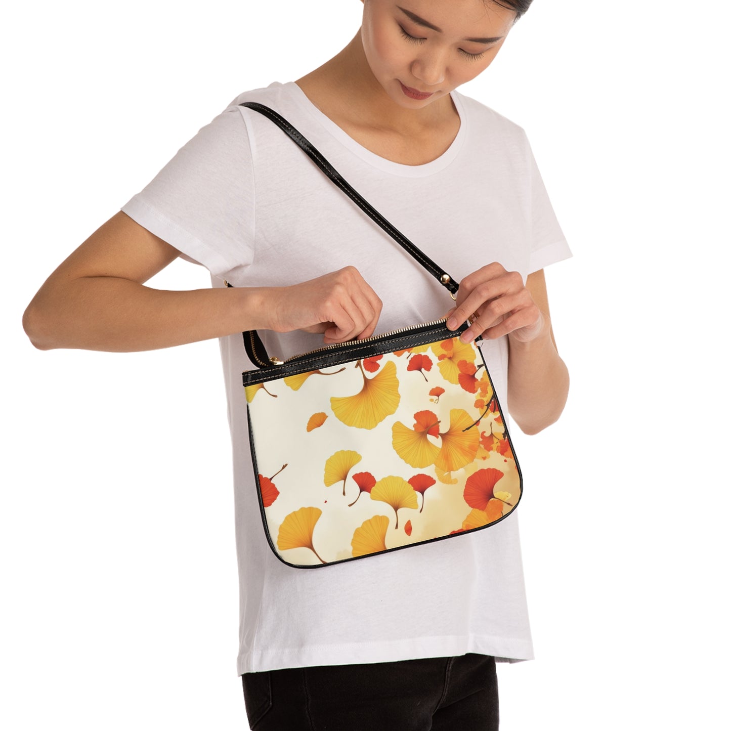 Shoulder Bag - Beautiful Gingko Leaf Pattern, Autumn Warmth