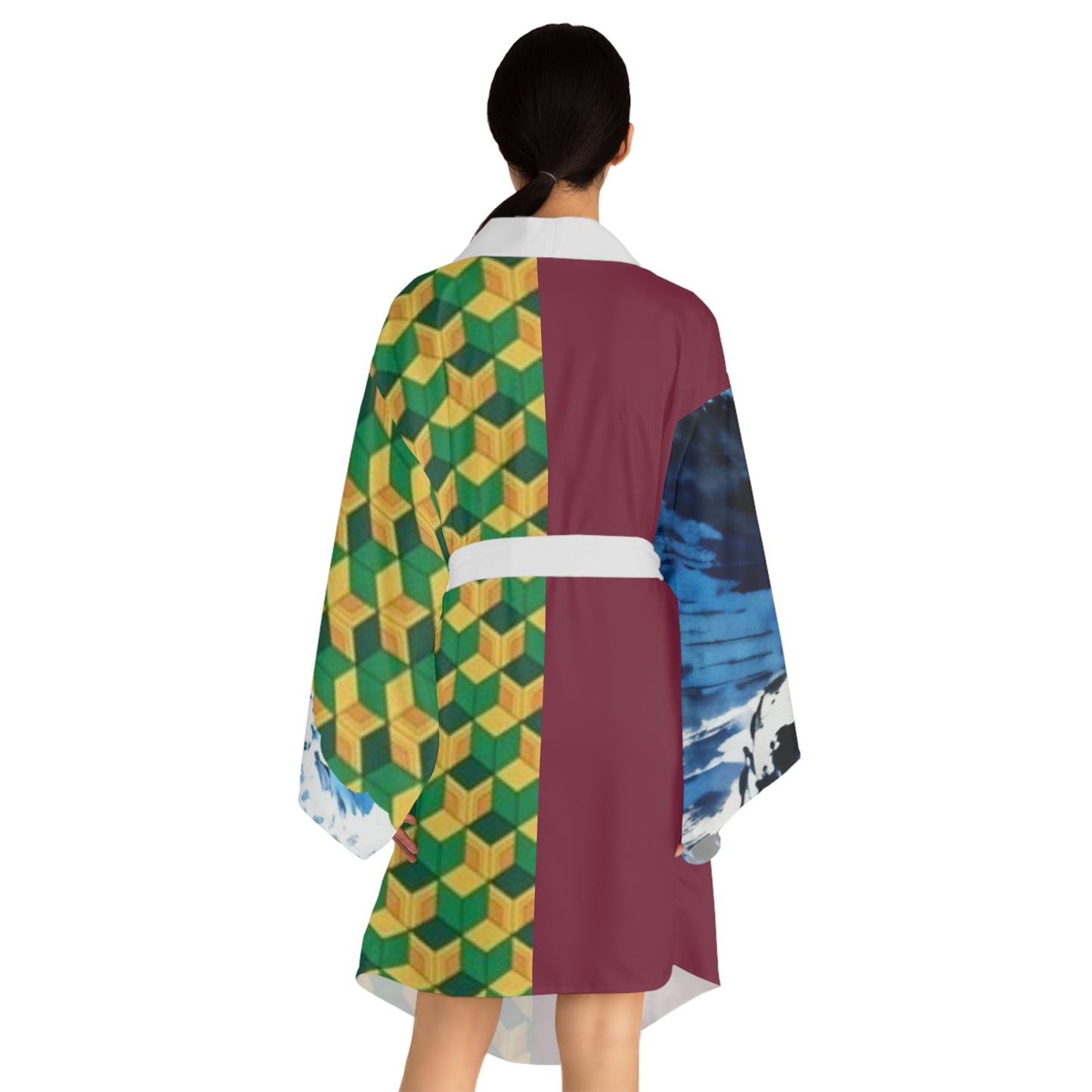 Giyu-Inspired Kimono Robe — Long Sleeve AOP