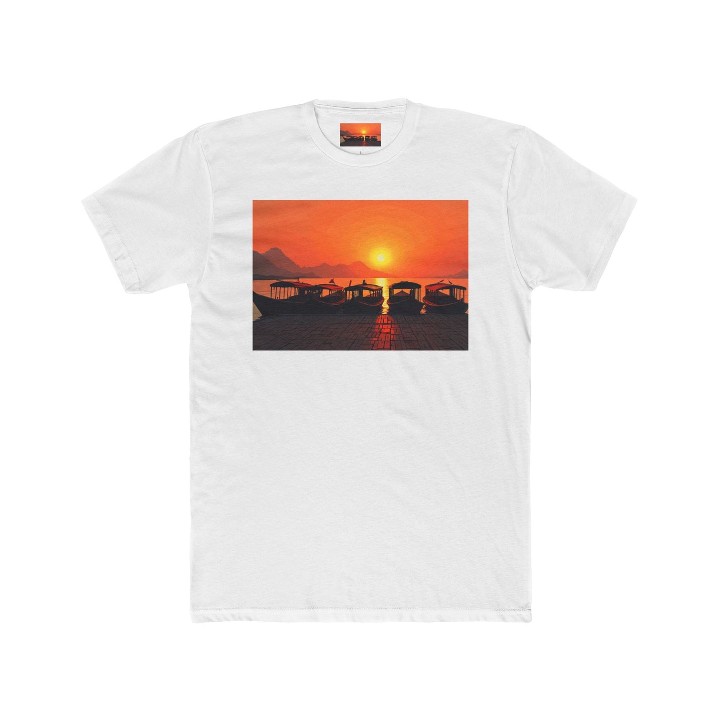 T-Shirt - Japanese Wooden Boats at Dock Sunset Scene