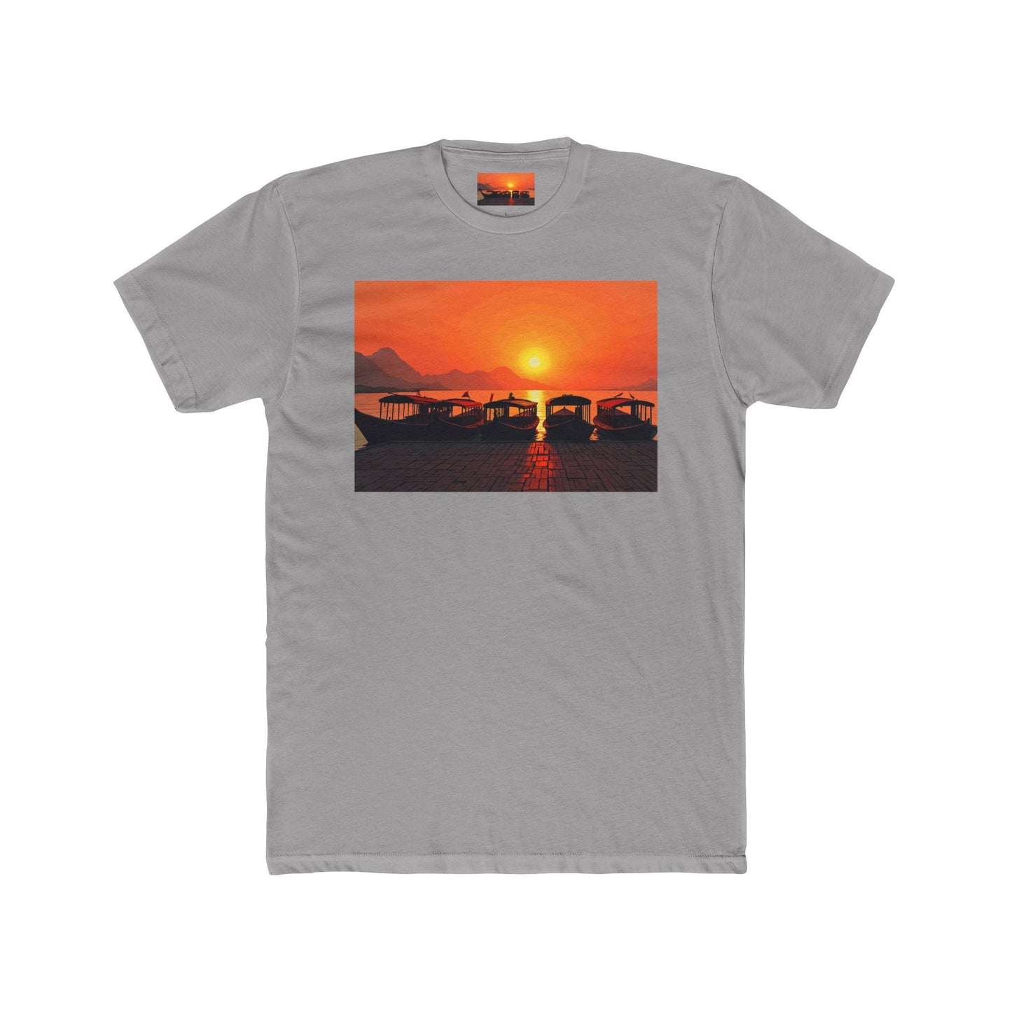 T-Shirt - Japanese Wooden Boats at Dock Sunset Scene