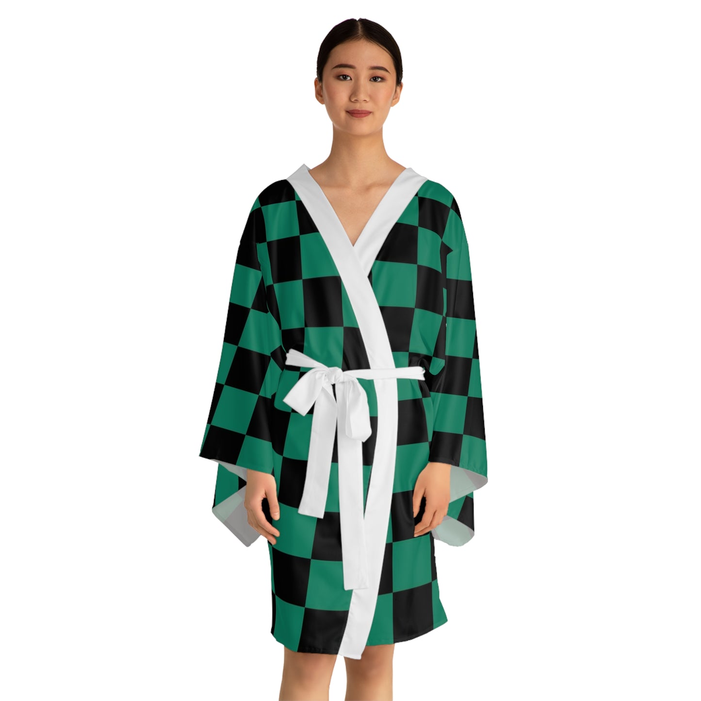 Ichimatsu Print Kimono Robe