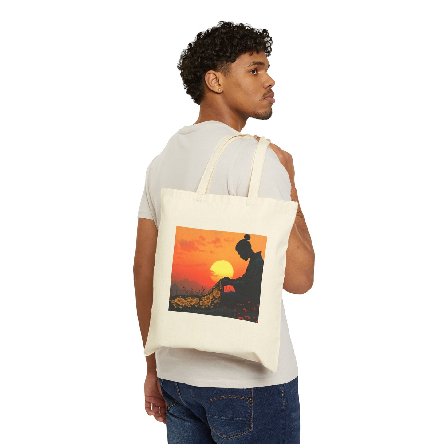 Tote Bag - Kimono Maker Embroidering Flowers on Silk