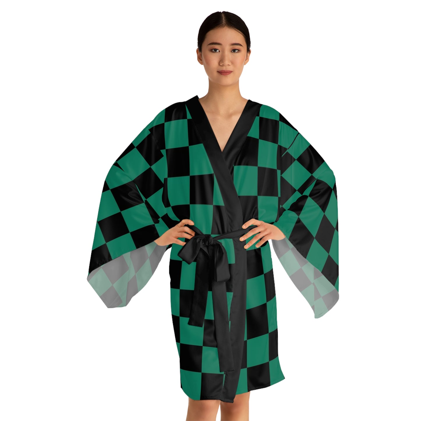Ichimatsu Print Kimono Robe
