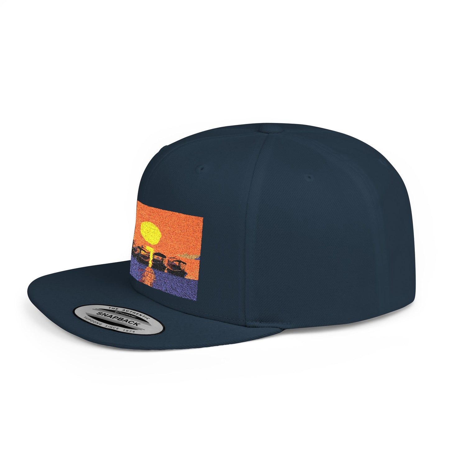 Sunset Landscape Flat Bill Snapback Hat - Stylish Trucker Cap for Outdoor Adventures