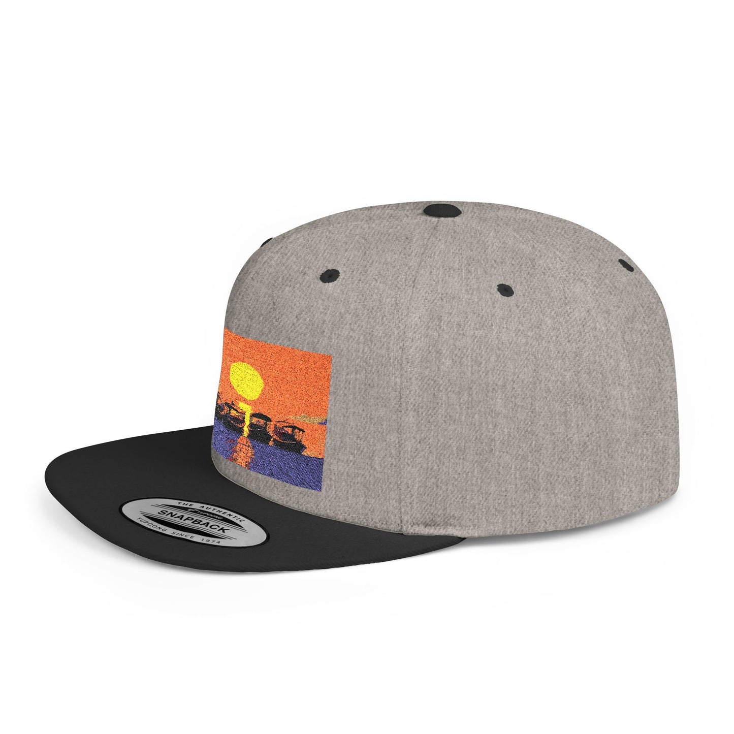 Sunset Landscape Flat Bill Snapback Hat - Stylish Trucker Cap for Outdoor Adventures