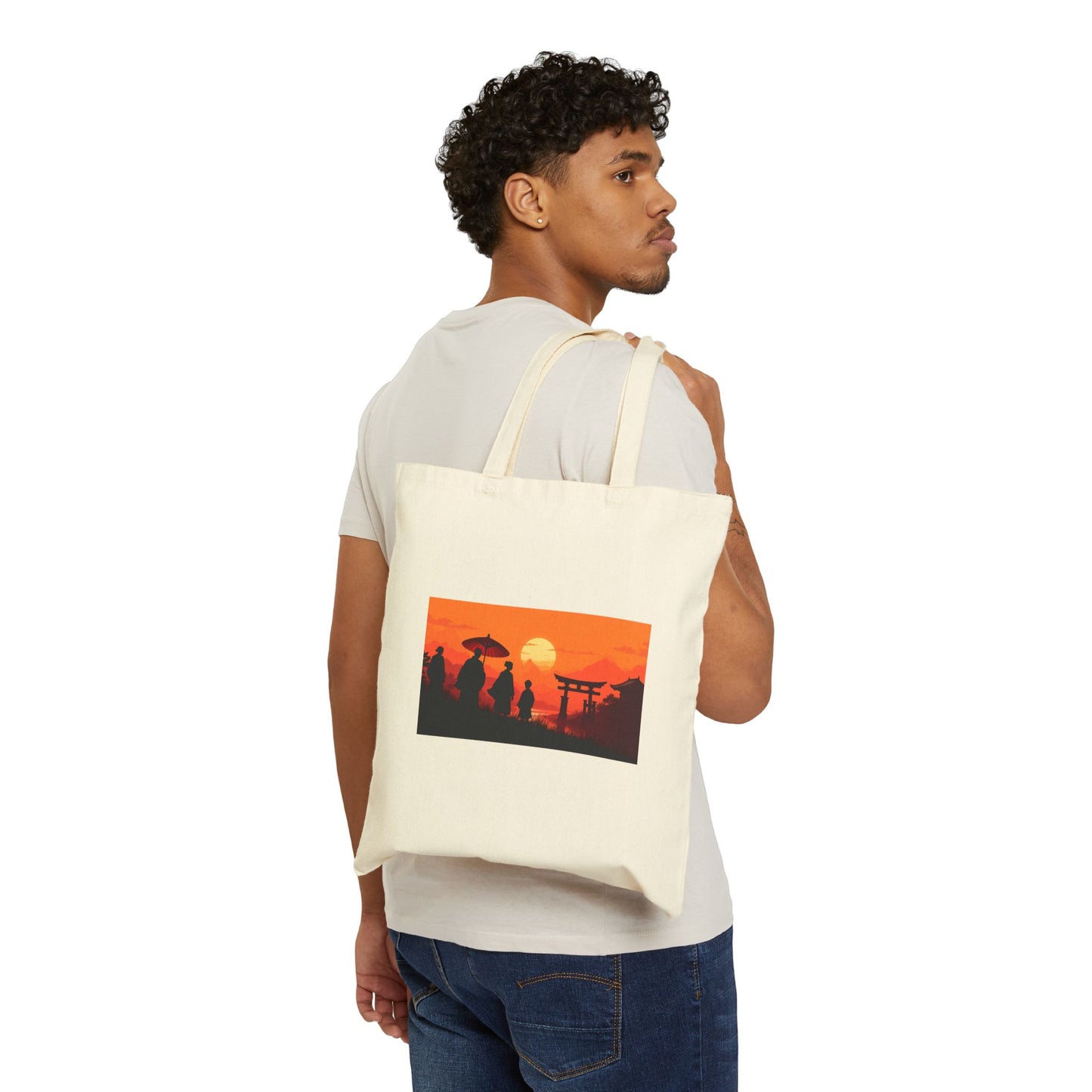 Canvas Tote Bag - Edo Period Inspired Shrine Travelers Design