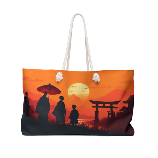 Japanese Sunset Weekender Bag – Perfect for Travel, Beach & Getaways