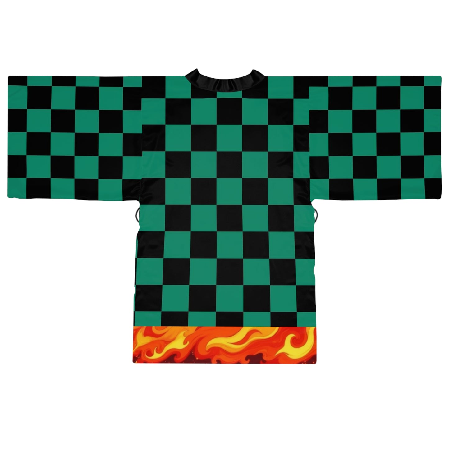 Flame form Ichimatsu Print Kimono Robe