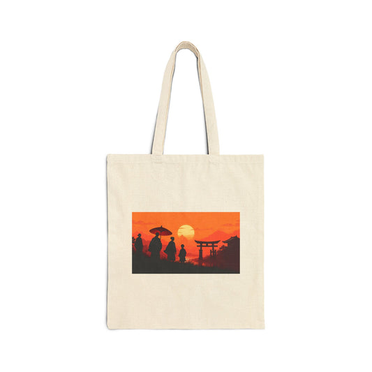 Canvas Tote Bag - Edo Period Inspired Shrine Travelers Design