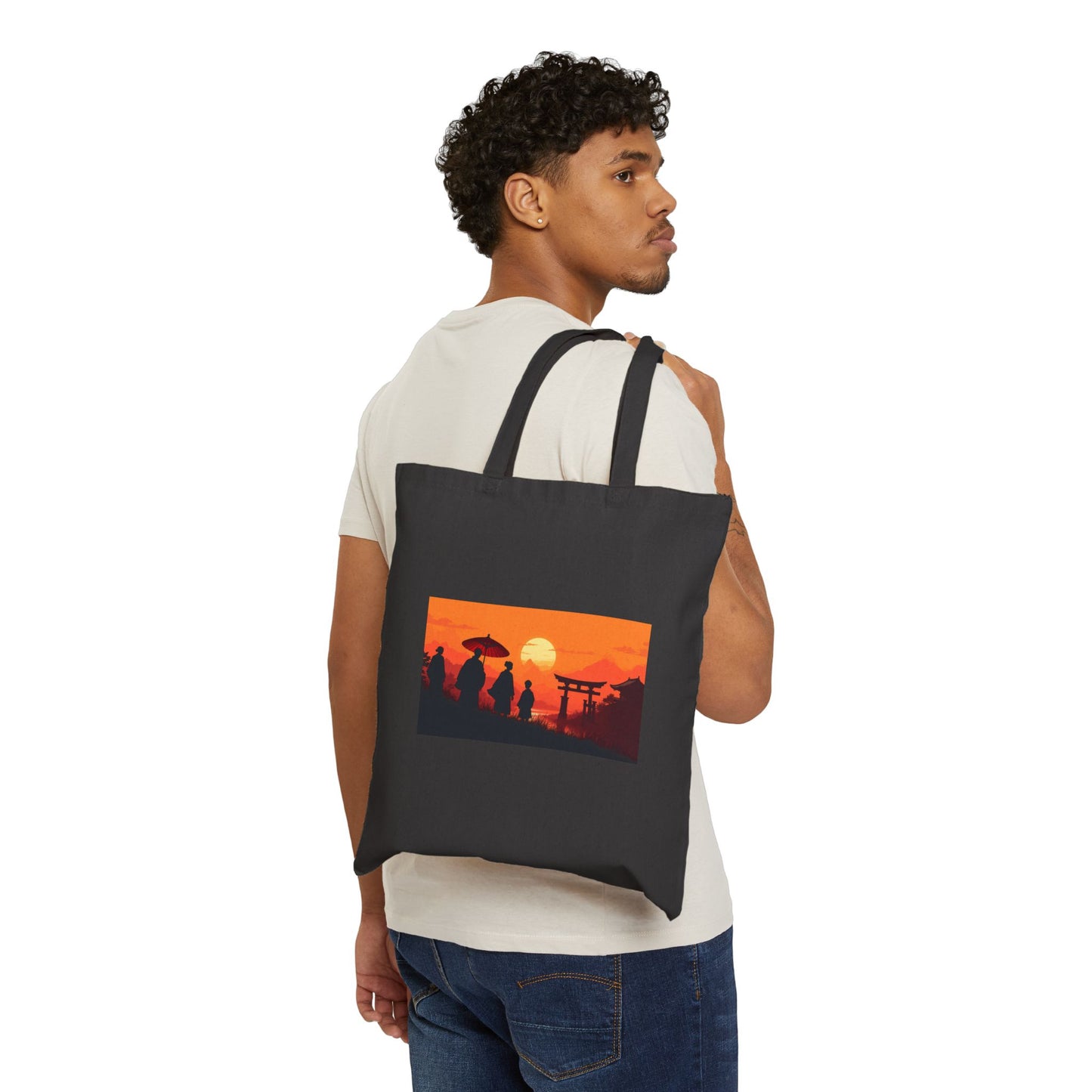 Canvas Tote Bag - Edo Period Inspired Shrine Travelers Design