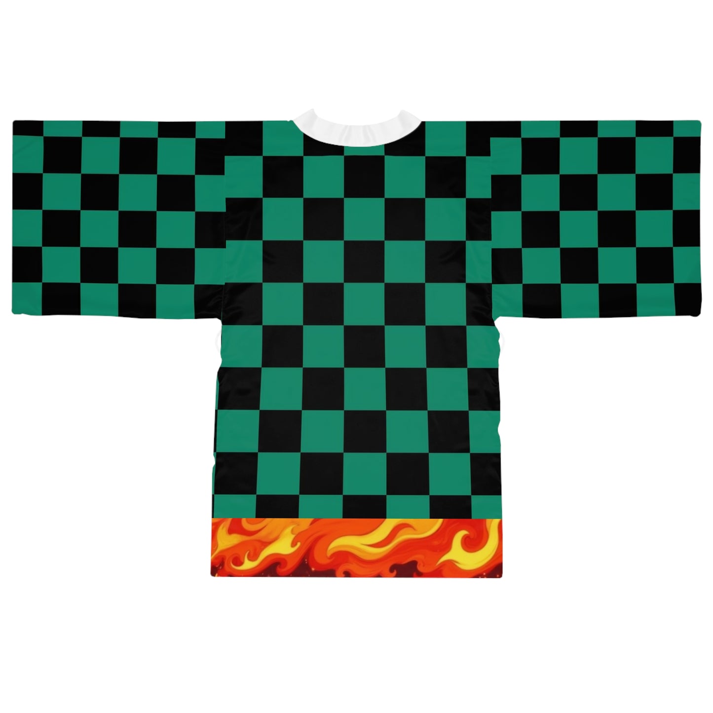 Flame form Ichimatsu Print Kimono Robe