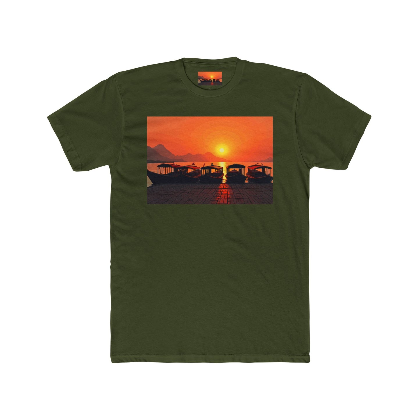 T-Shirt - Japanese Wooden Boats at Dock Sunset Scene