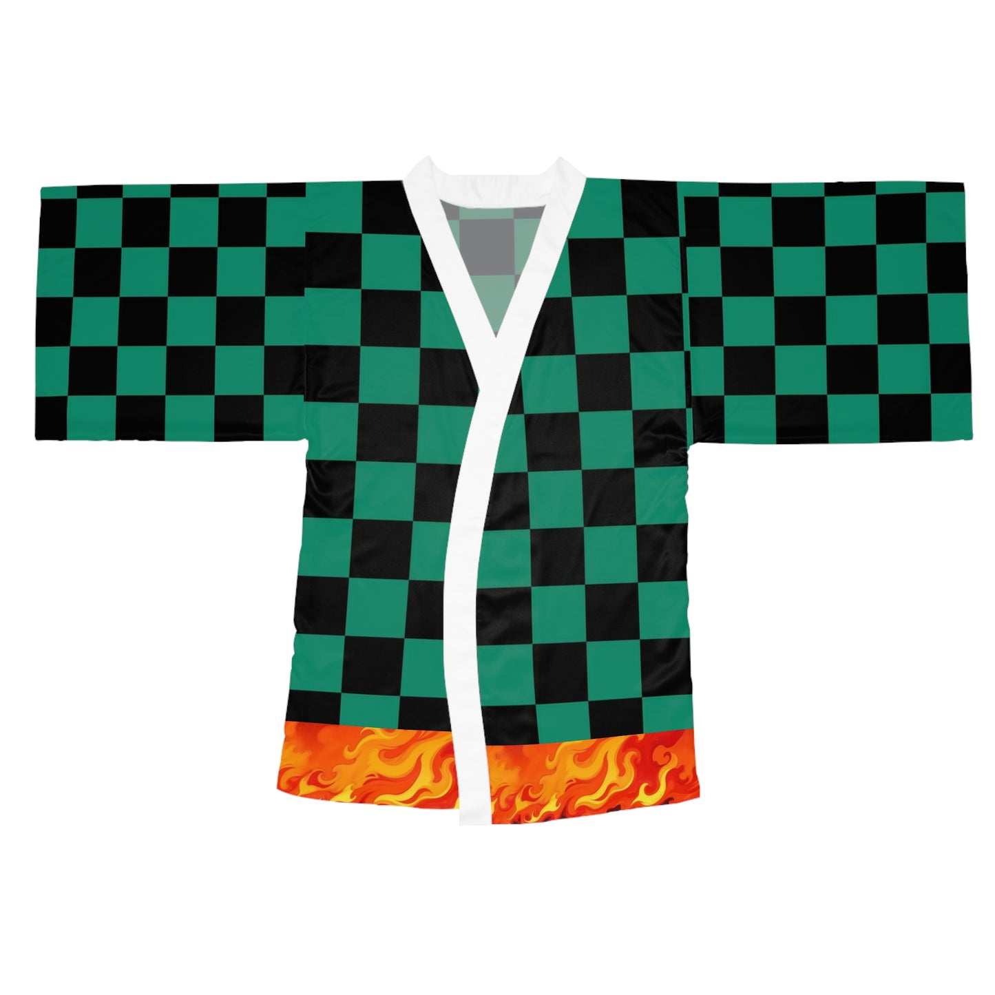 Flame form Ichimatsu Print Kimono Robe