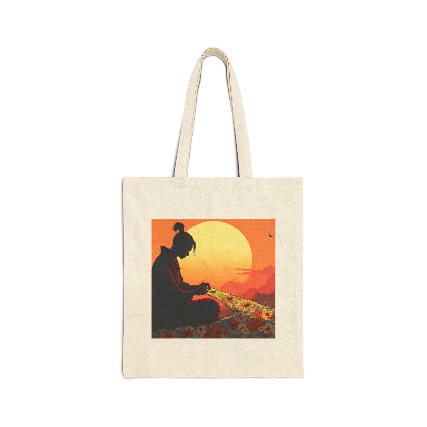 Tote Bag - Kimono Maker Embroidering Flowers on Silk