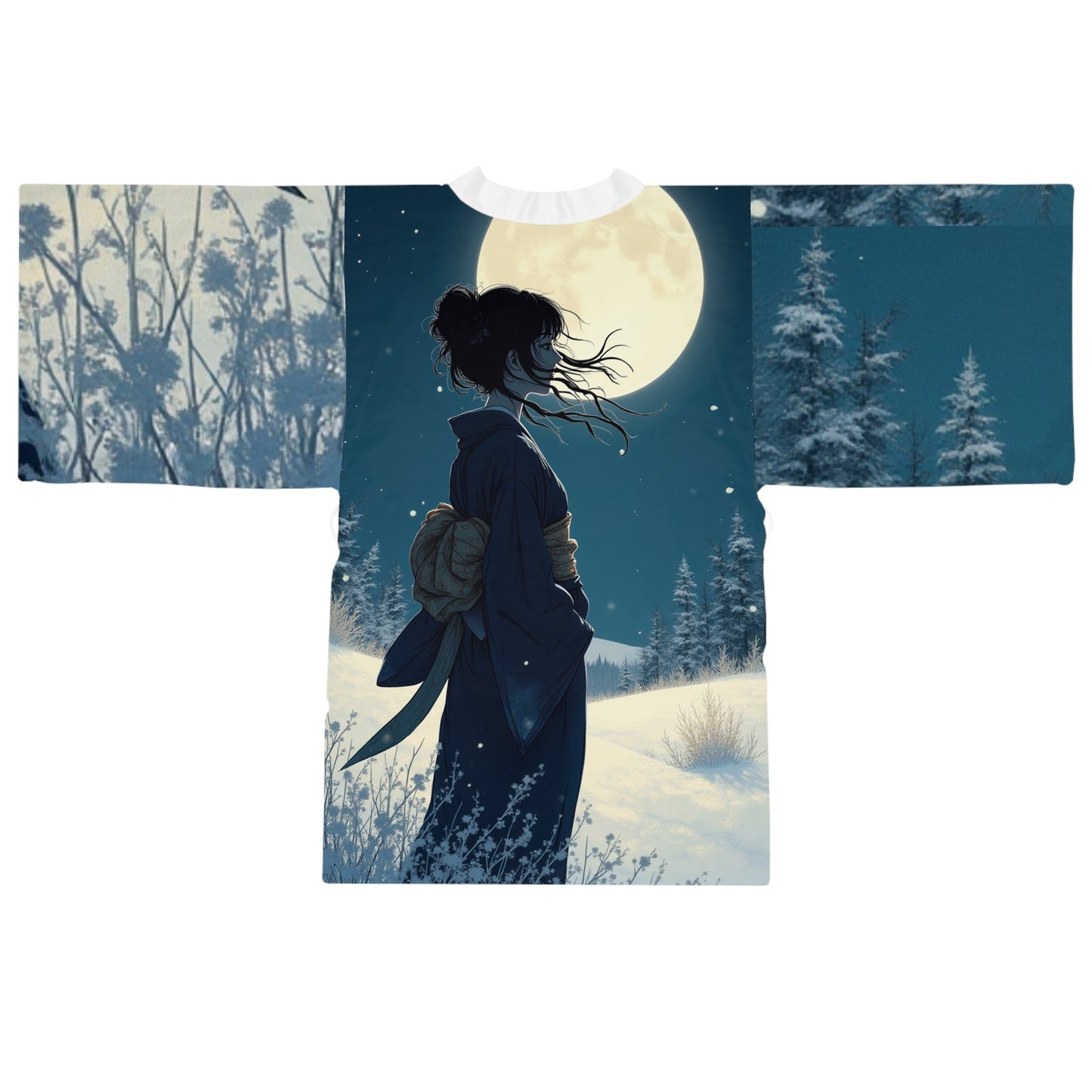 Moonlight Kimono Robe — Woman in Glow, Quiet Elegance