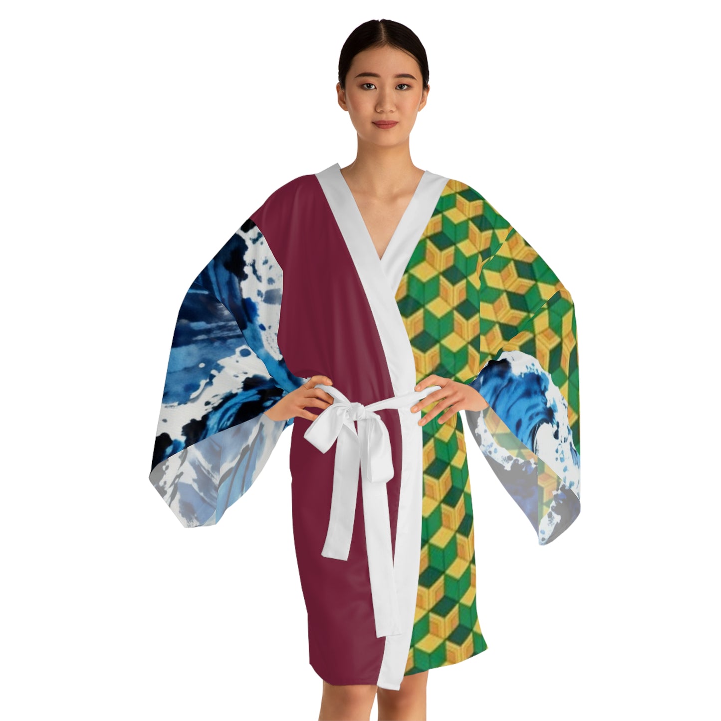 Giyu-Inspired Kimono Robe — Long Sleeve AOP