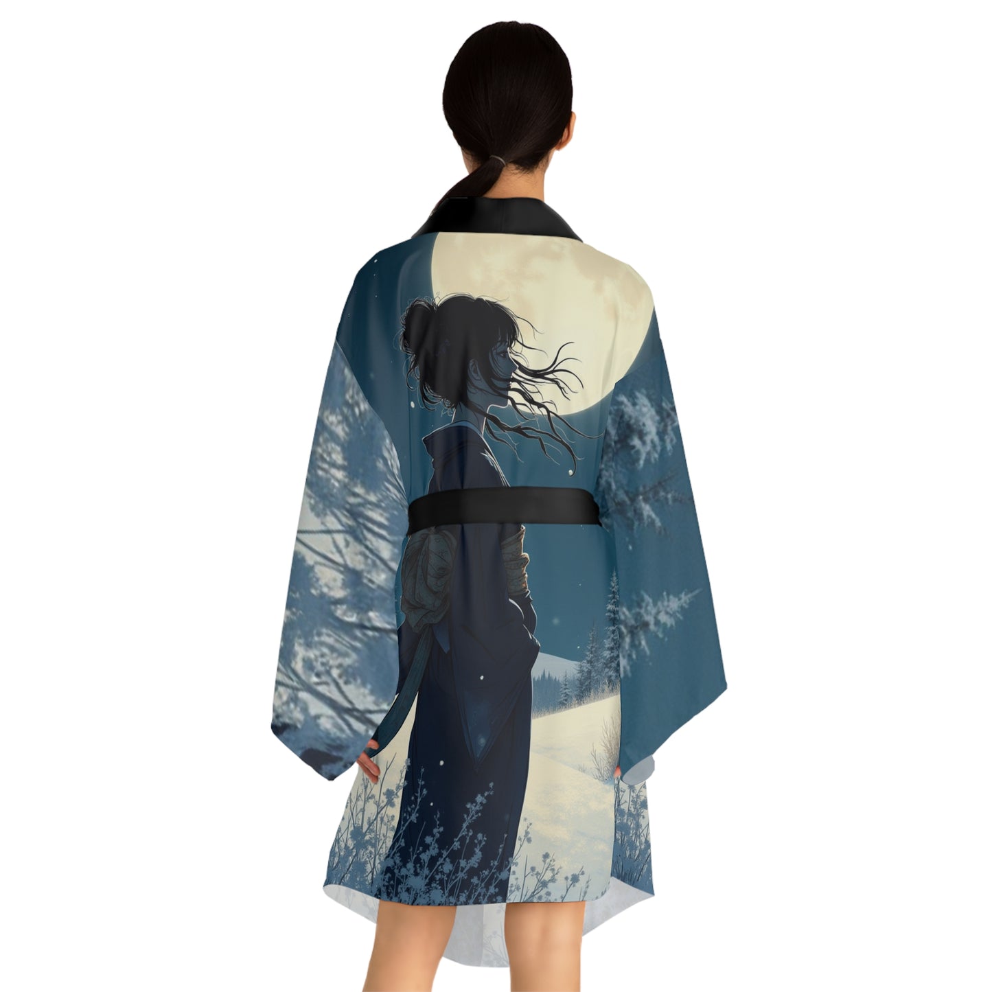 Moonlight Kimono Robe — Woman in Glow, Quiet Elegance