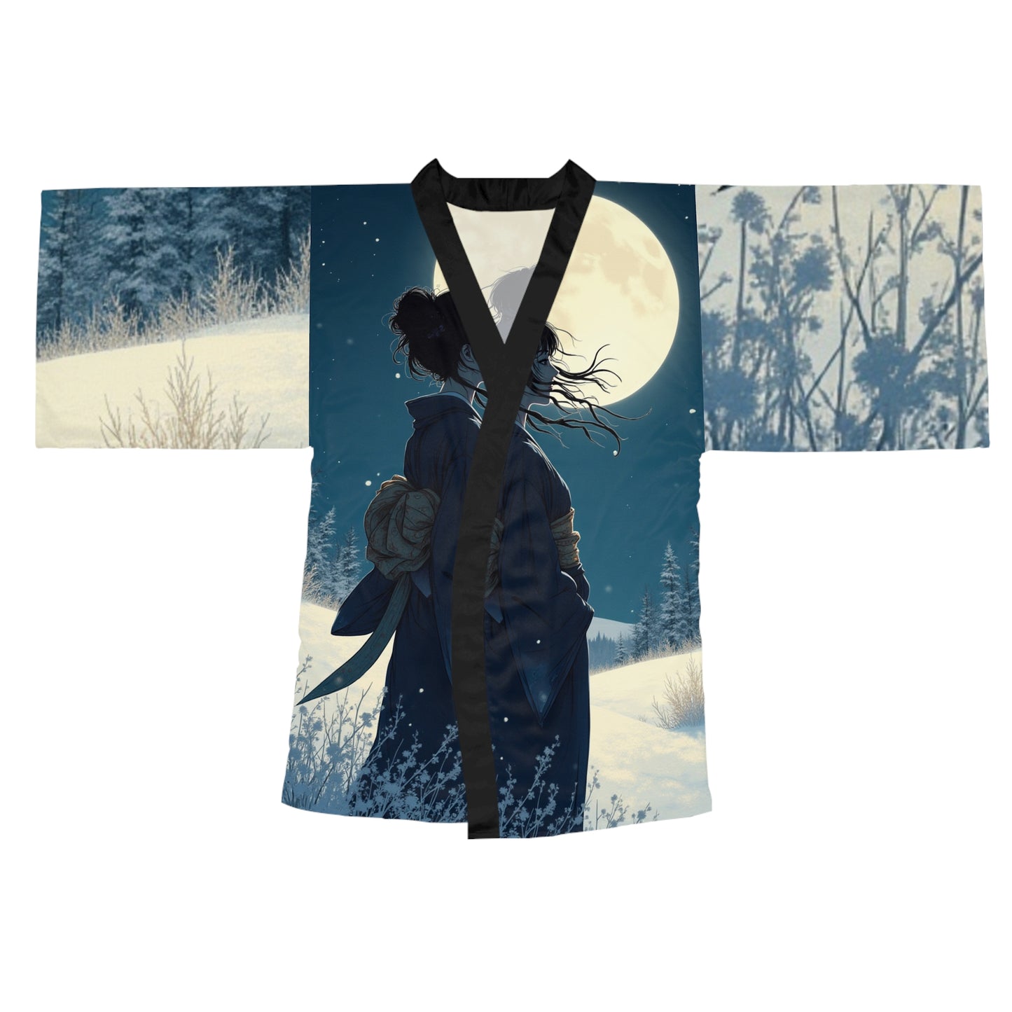 Moonlight Kimono Robe — Woman in Glow, Quiet Elegance