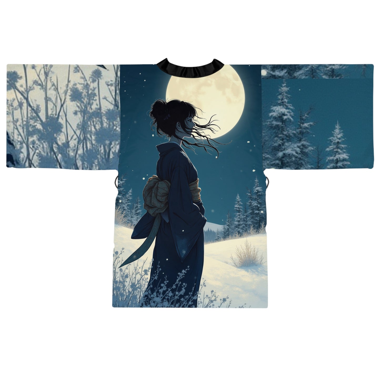 Moonlight Kimono Robe — Woman in Glow, Quiet Elegance
