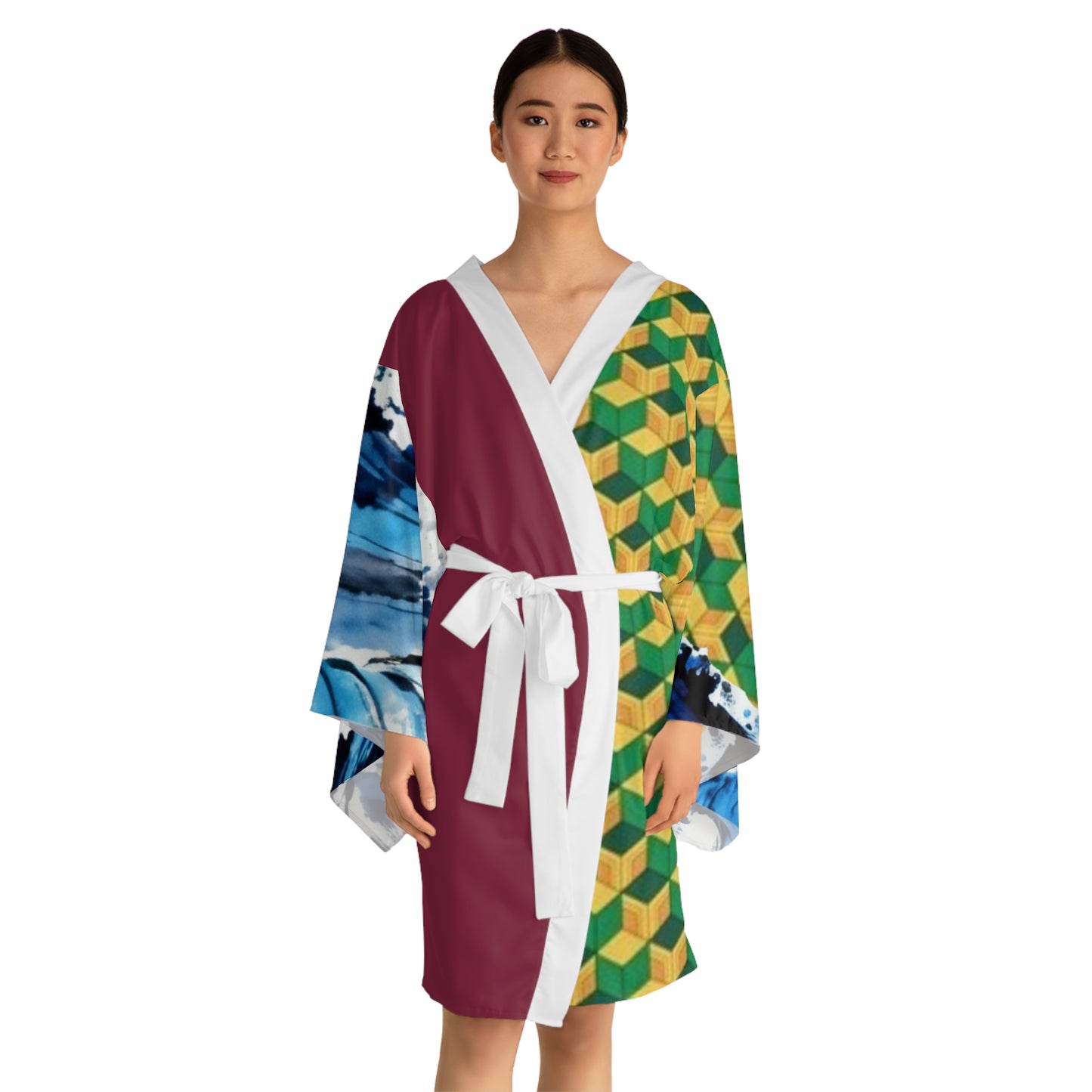Giyu-Inspired Kimono Robe — Long Sleeve AOP